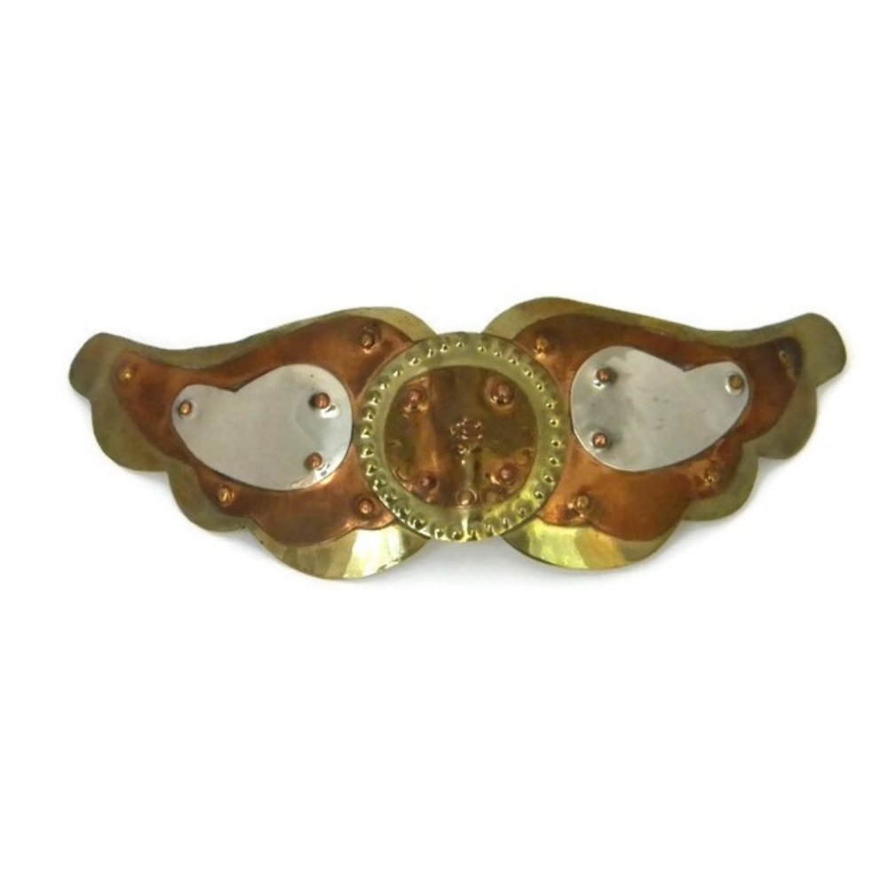 1970 Hippie Buckle Modernist Brutalist Angel Wings